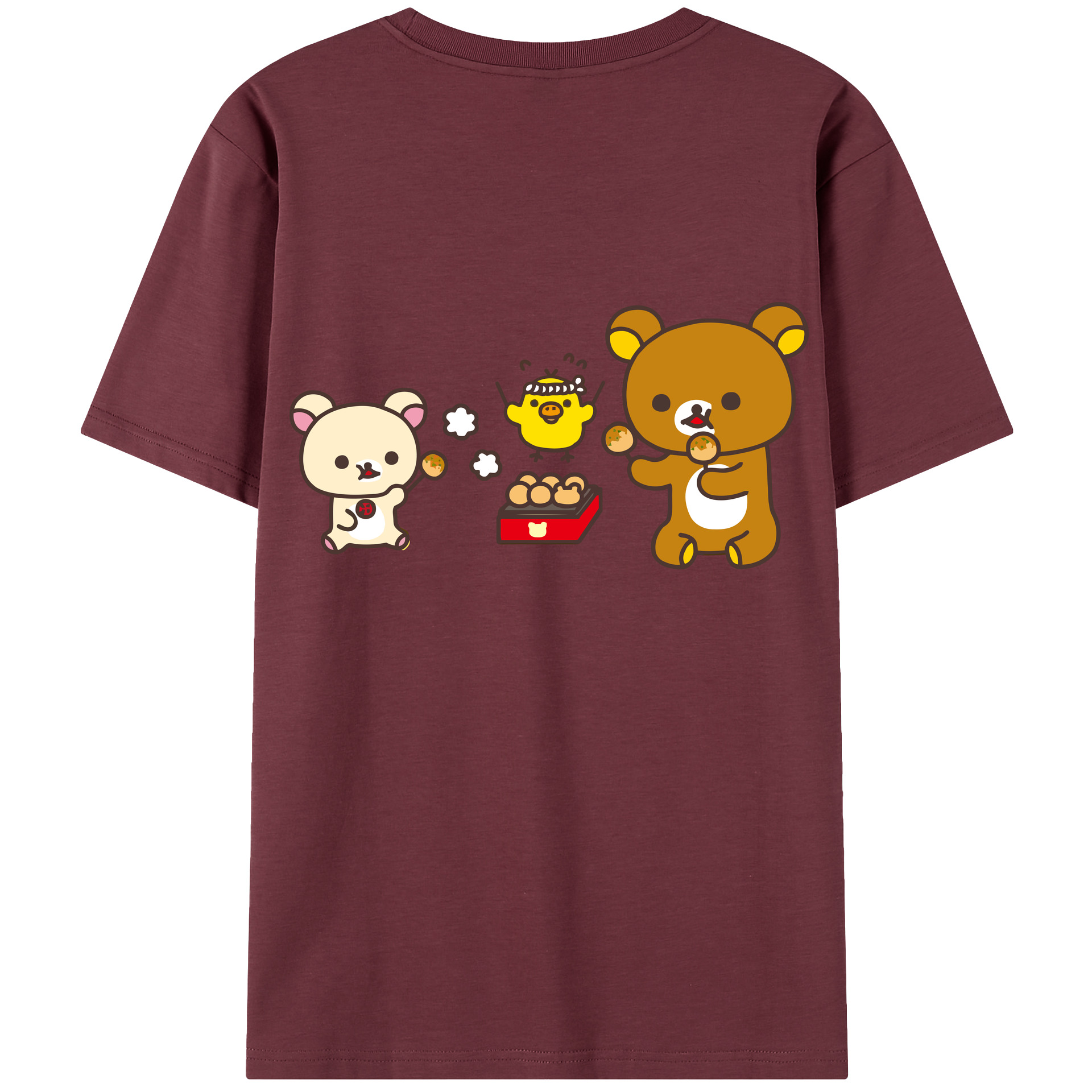 （画像用） リラックマ リラックマ キイロイトリ Rilakkuma Korilakkuma Kiiroitori 綿100％半袖Tシャツ（背面プリント）
